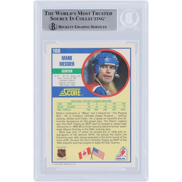 Mark Messier Signed 1990-91 Score #100 Card | Edmonton Oilers