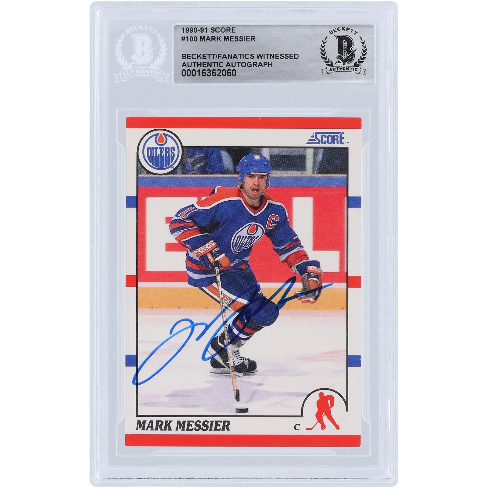 Mark Messier Signed 1990-91 Score #100 Card | Edmonton Oilers