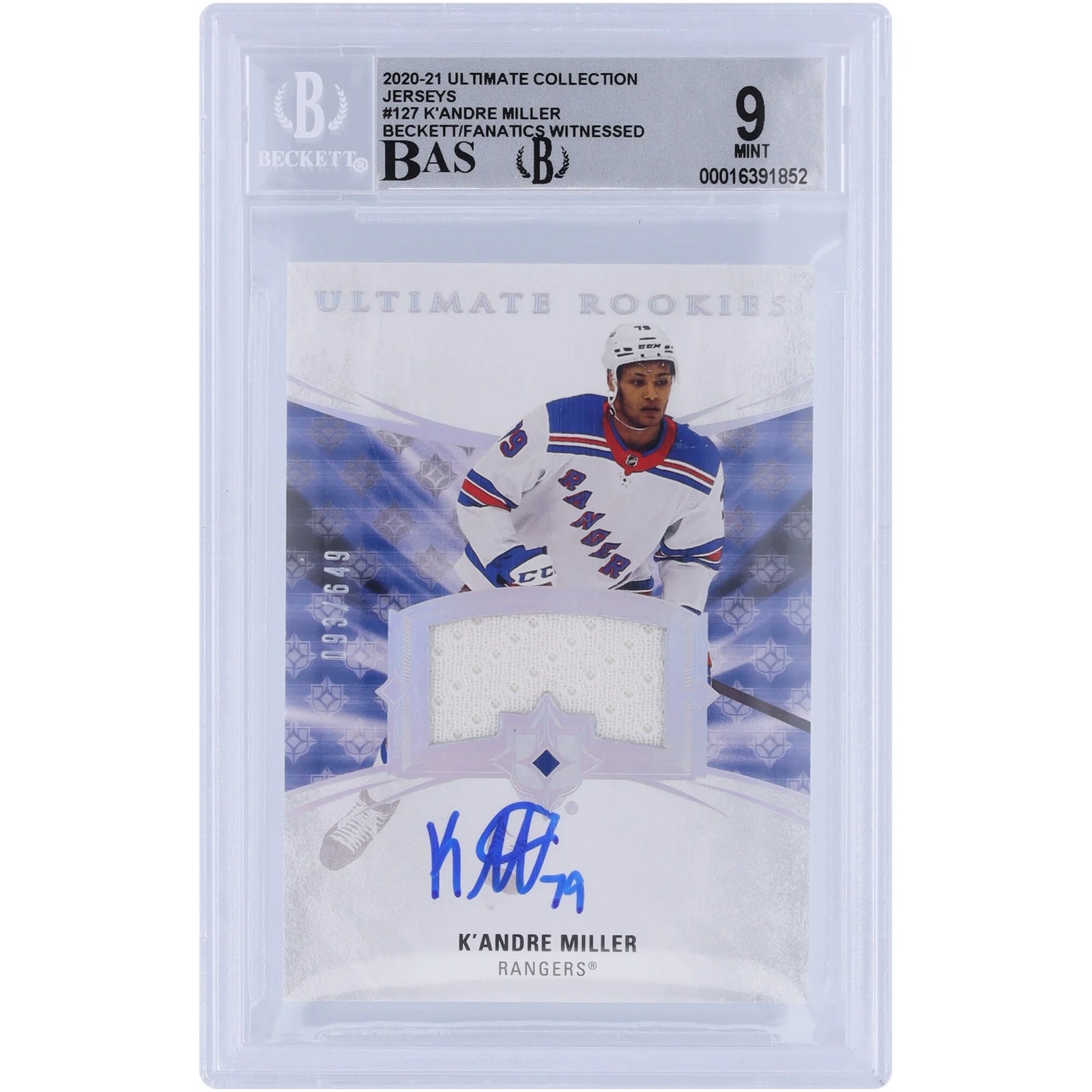 K'Andre Miller Signed 2020-21 Upper Deck Ultimate Collection #127 Card | Beckett Authentic