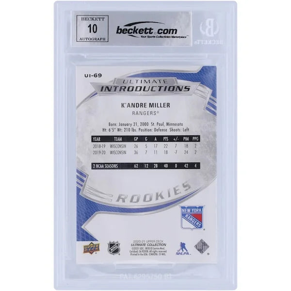 K'Andre Miller Signed 2020-21 Upper Deck Ultimate Collection Rookie Card | Beckett 10