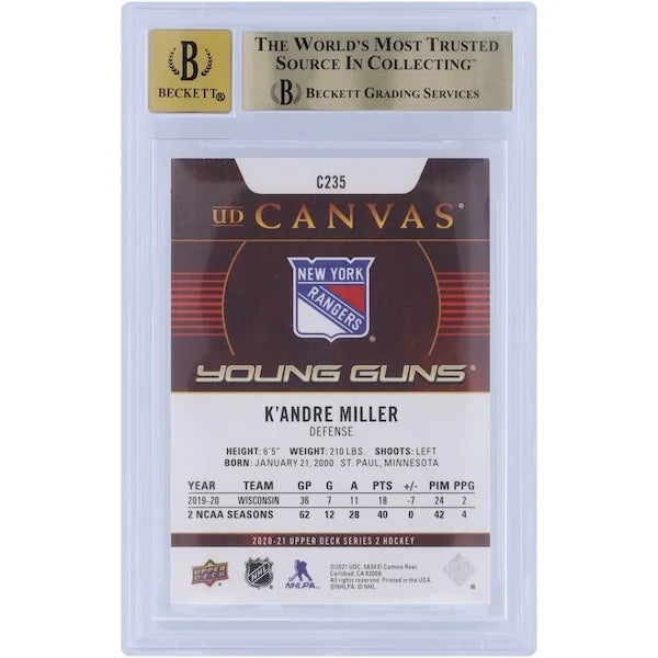 K'Andre Miller Signed 2020-21 Upper Deck Young Guns Canvas Rookie #C235 Card | Beckett Aut