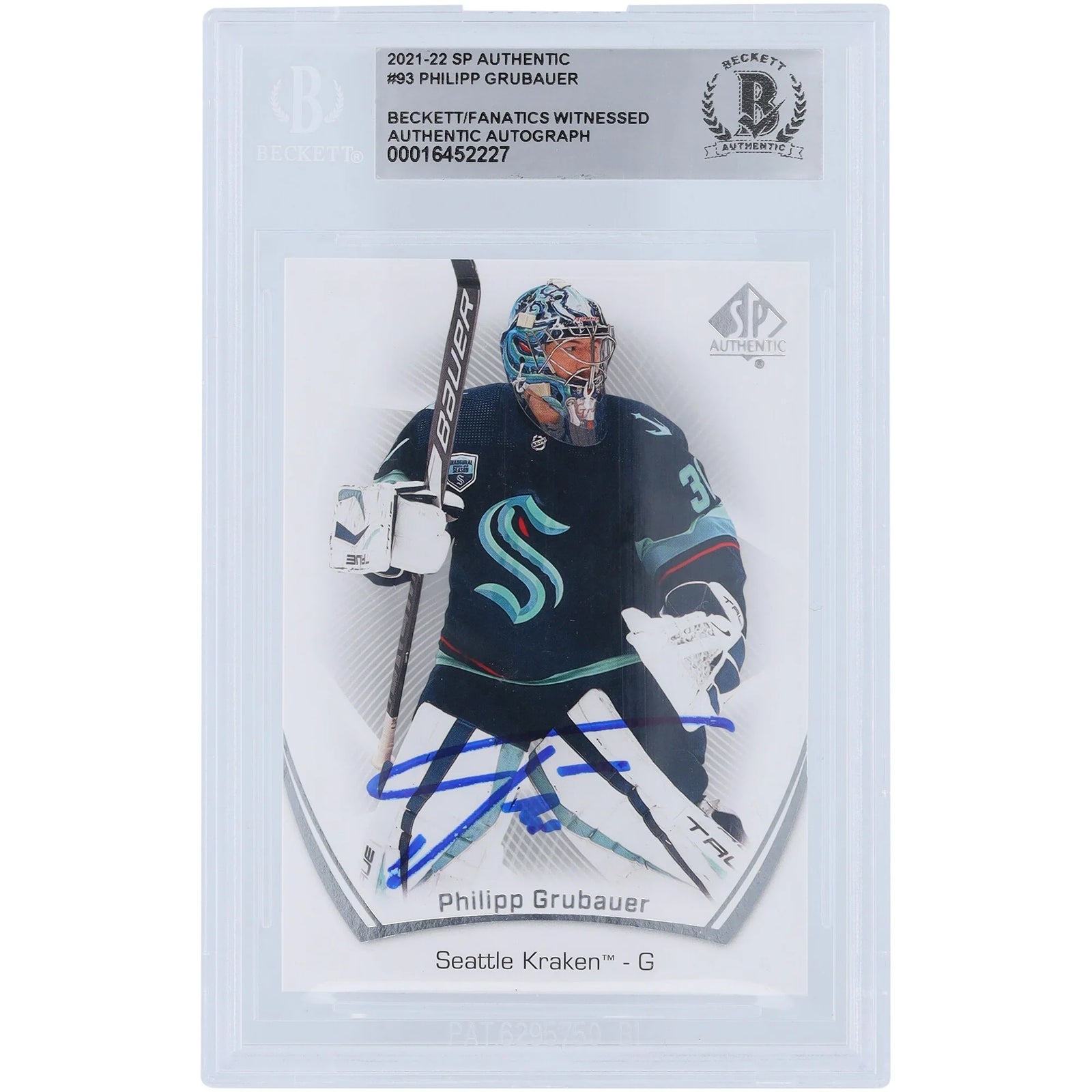 Philipp Grubauer Signed 2021-22 Upper Deck SP Authentic #93 Card | Beckett Authenticated