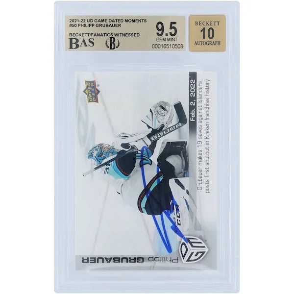 Philipp Grubauer Signed 2021-22 Upper Deck #50 Card | Beckett 9.5