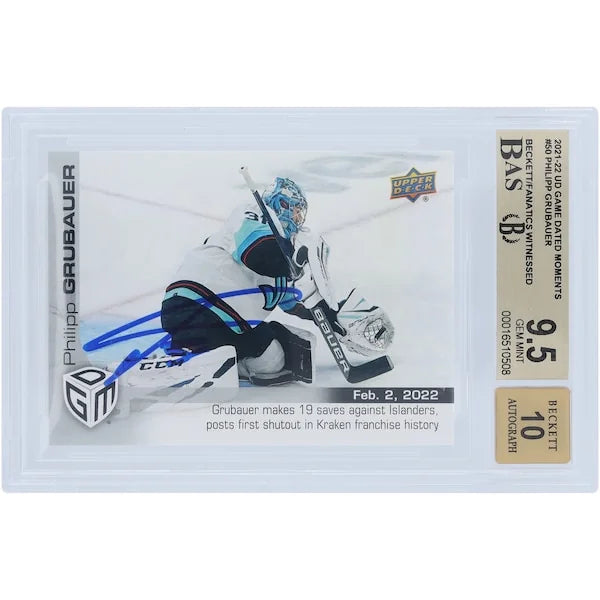 Philipp Grubauer Signed 2021-22 Upper Deck #50 Card | Beckett 9.5