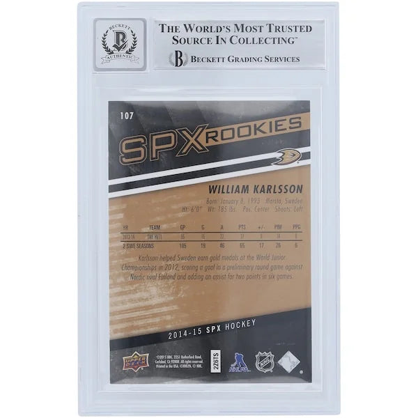 William Karlsson Signed 2014-15 Upper Deck SPX Rookies #107 Card | Graded 10