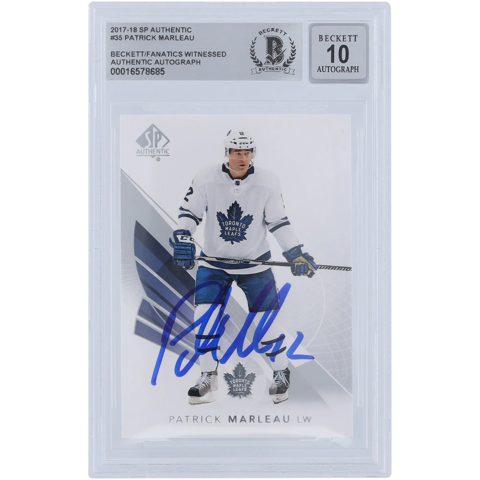 Patrick Marleau Signed 2017-18 Upper Deck SP Authentic #35 | Beckett 10