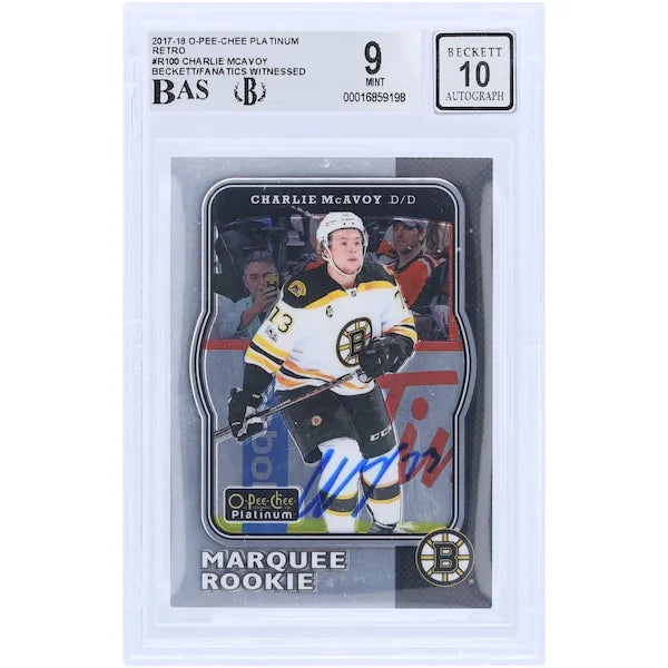 Charlie McAvoy Signed 2017-18 Upper Deck O-Pee-Chee Platinum Retro Rookie Card | Beckett A