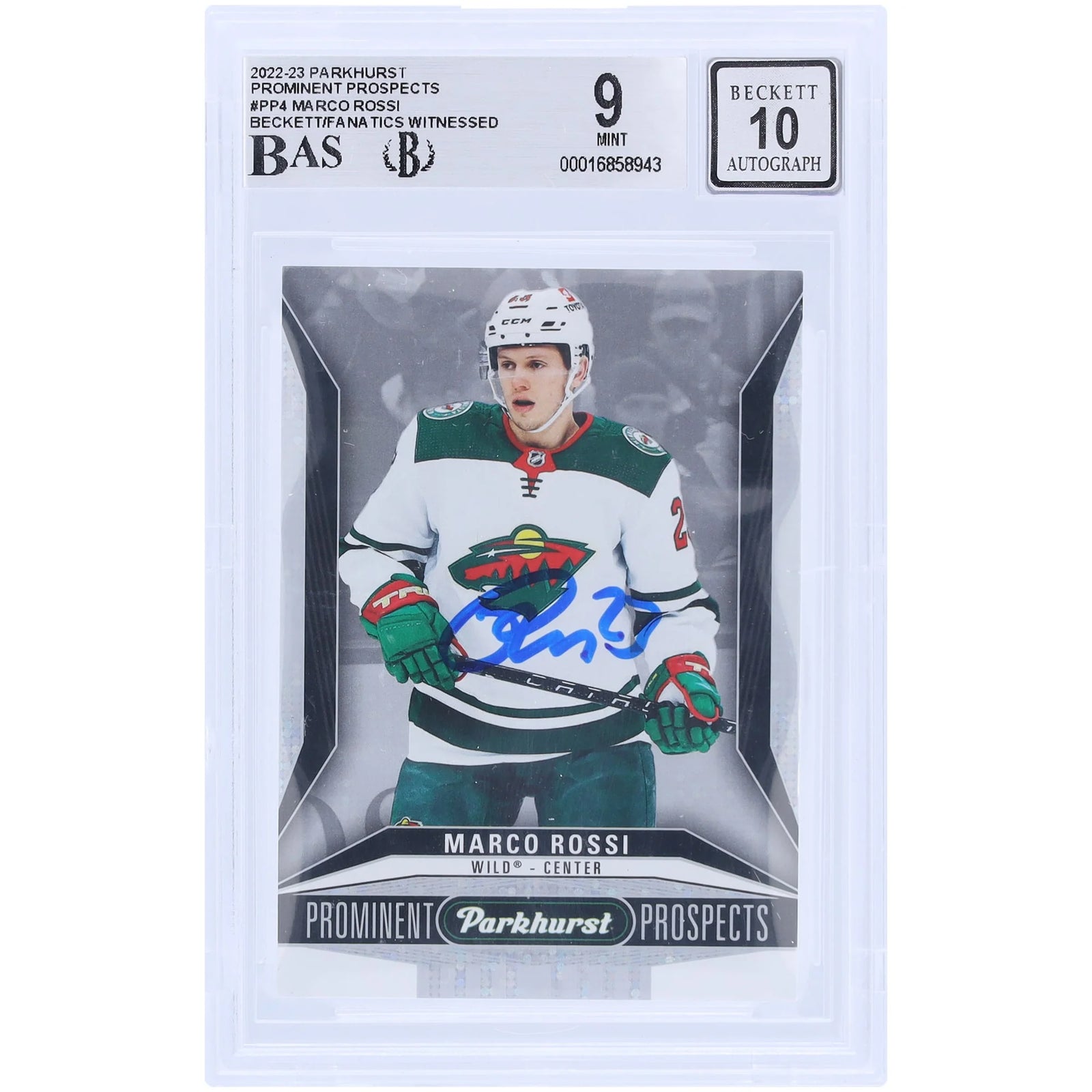 Marco Rossi Signed 2022-23 Upper Deck Parkhurst Rookie Card | Beckett 9