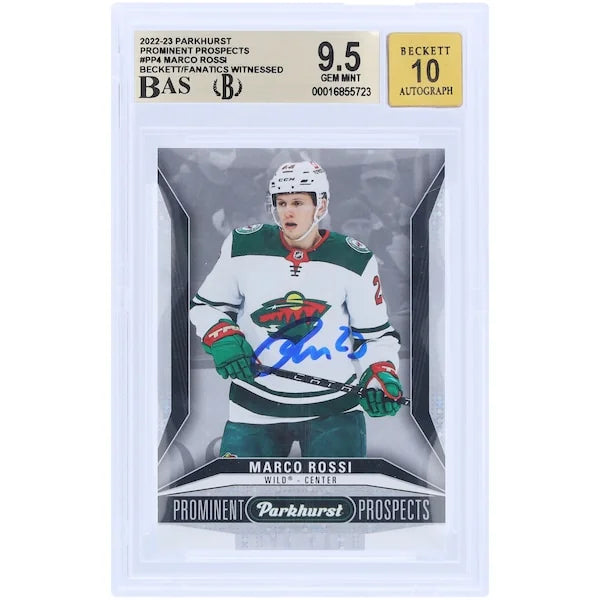 Marco Rossi Signed 2022-23 Upper Deck Parkhurst Rookie Card | Beckett 9.5