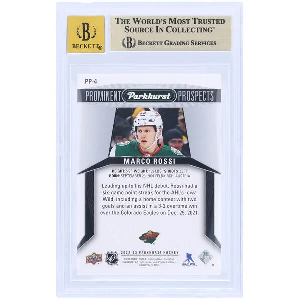 Marco Rossi Signed 2022-23 Upper Deck Parkhurst Rookie Card | Beckett 9.5