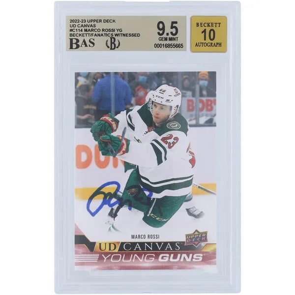 Marco Rossi Signed 2022-23 Upper Deck Young Guns Canvas Rookie #C114 Card | Graded 9.5