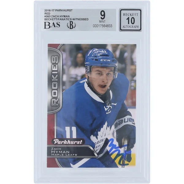 Zach Hyman Signed 2016-17 Upper Deck Parkhurst Red Rookie Card #363 | Beckett 9