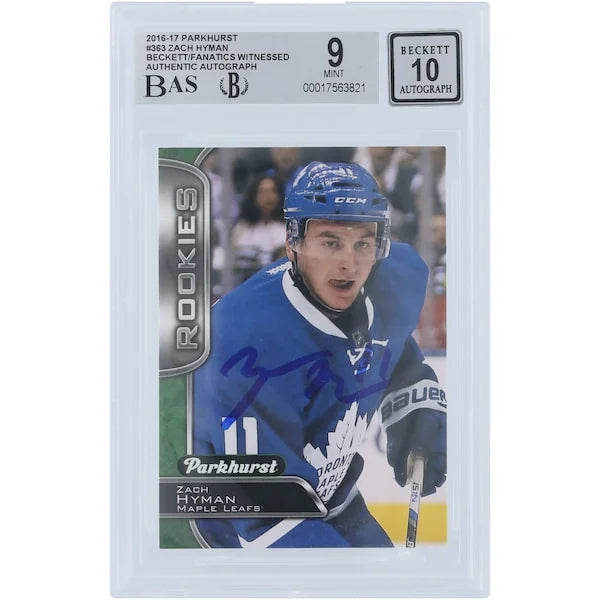 Zach Hyman Signed 2016-17 Upper Deck Parkhurst #363 Rookie Card | Beckett Graded 9