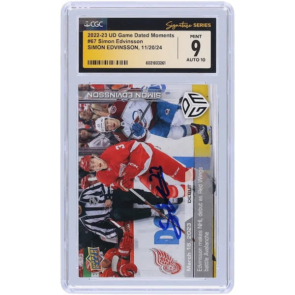 Simon Edvinsson Signed 2022-23 Upper Deck Rookie #67 Card | NHL Debut