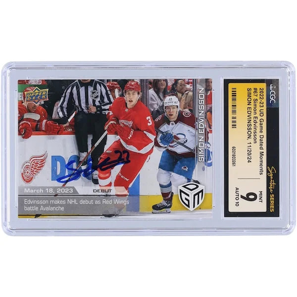 Simon Edvinsson Signed 2022-23 Upper Deck Rookie #67 Card | NHL Debut