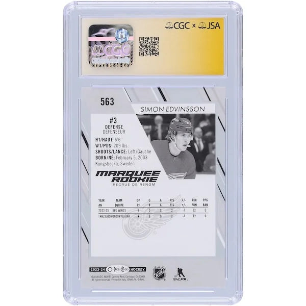 Simon Edvinsson Signed 2023-24 Upper Deck O-Pee-Chee Rookie #563 Card | CGC Auto 10