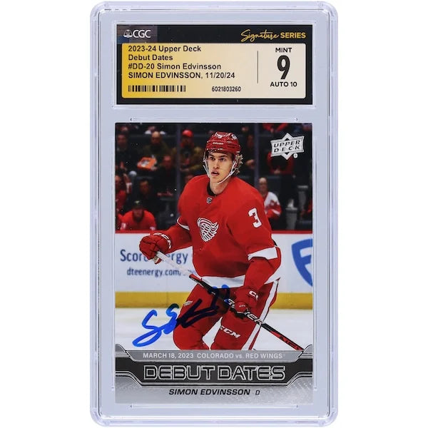 Simon Edvinsson Signed 2023-24 Upper Deck Rookie Card | CGC Authenticated