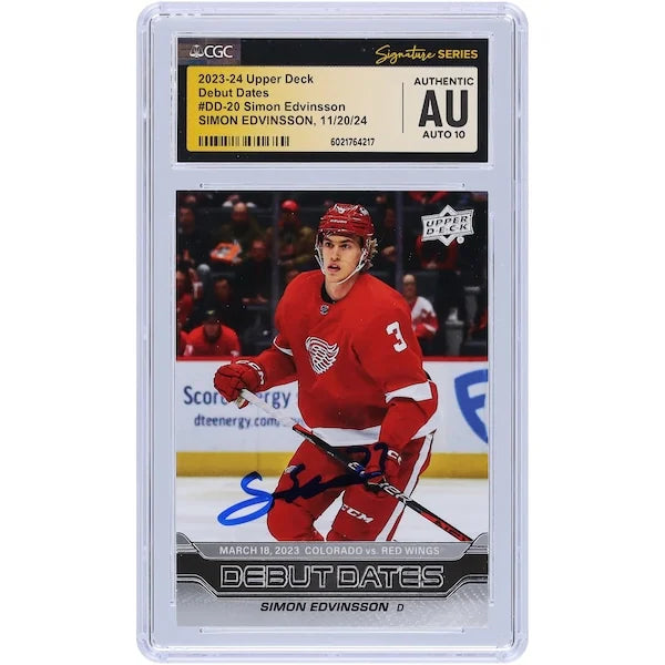 Simon Edvinsson Signed 2023-24 Upper Deck Rookie Card | CGC Authenticated Auto 10