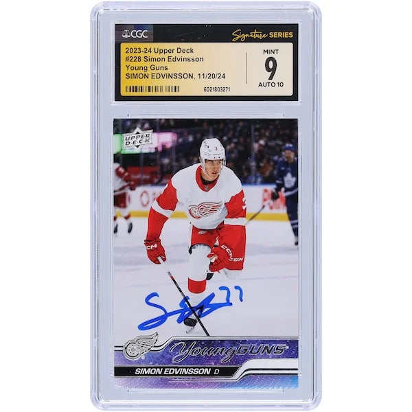 Simon Edvinsson Signed 2023-24 Upper Deck Young Guns #228 | CGC 9 Rookie Card