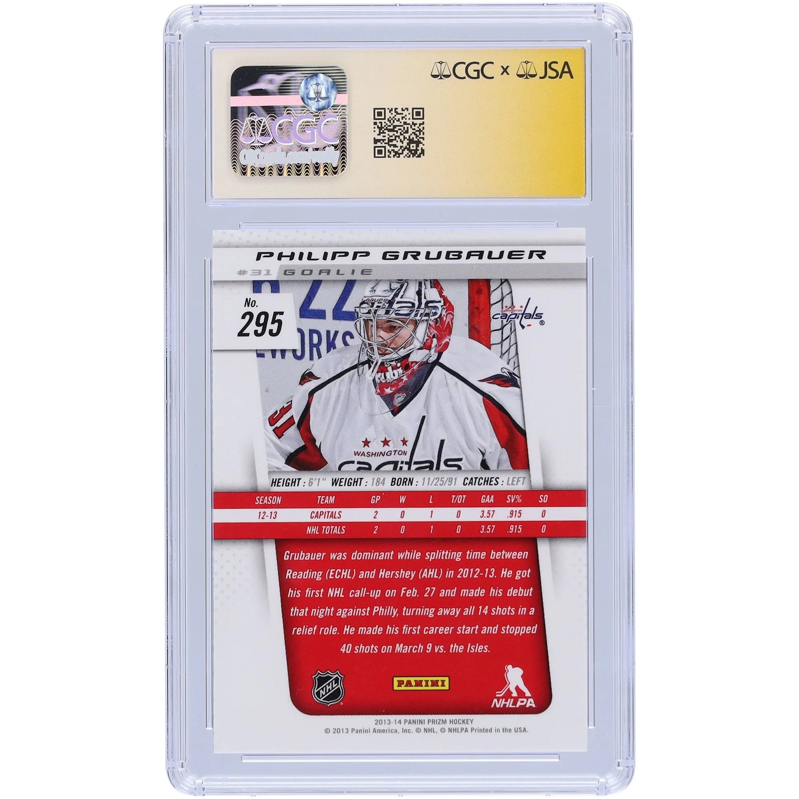 Philipp Grubauer Signed 2013-14 Panini Prizm #295 Rookie Card | CGC Authenticated