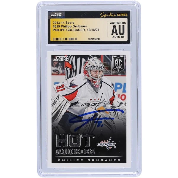 Philipp Grubauer Signed 2013-14 Panini Score #619 Rookie Card | CGC Auto 10