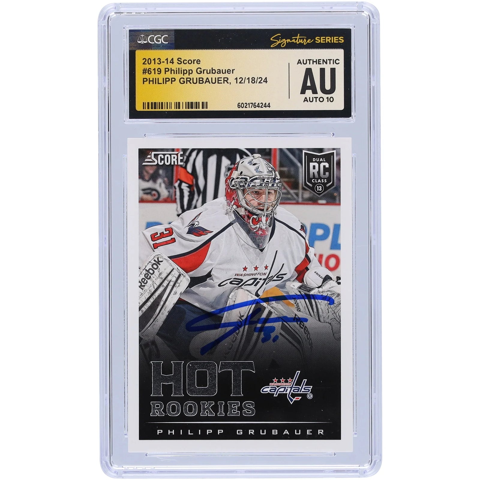 Philipp Grubauer Signed 2013-14 Panini Score #619 Rookie Card | CGC Auto 10