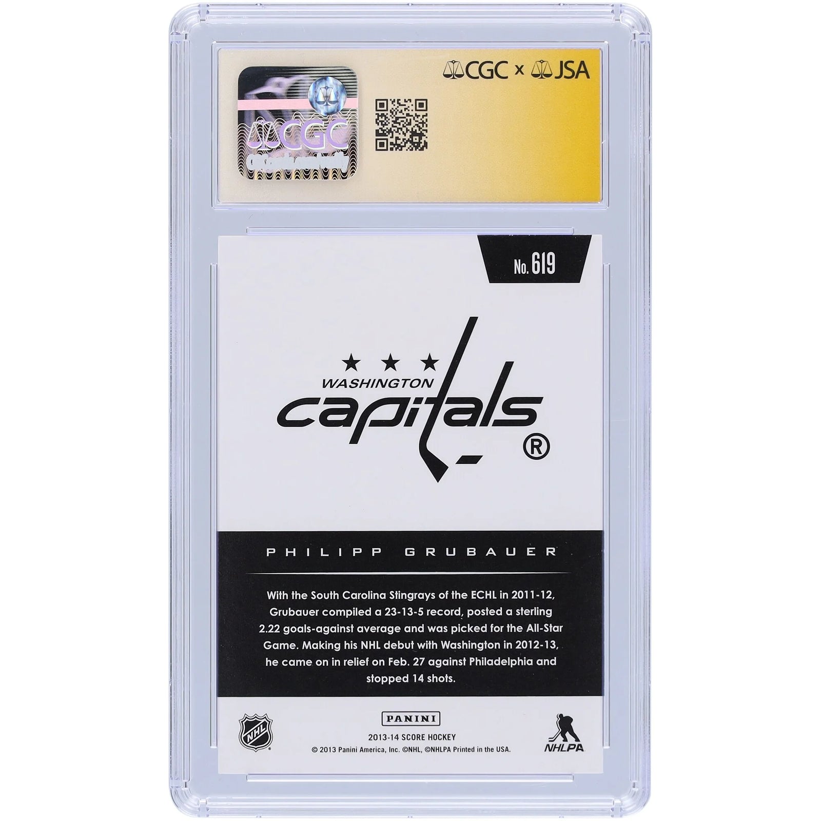 Philipp Grubauer Signed 2013-14 Panini Score #619 Rookie Card | CGC Auto 10