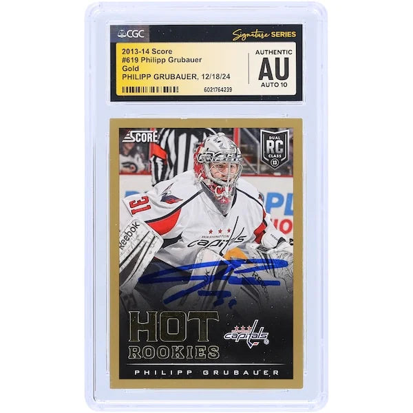 Philipp Grubauer Signed 2013-14 Panini Score Gold Rookie #619 Card | CGC Auto 10