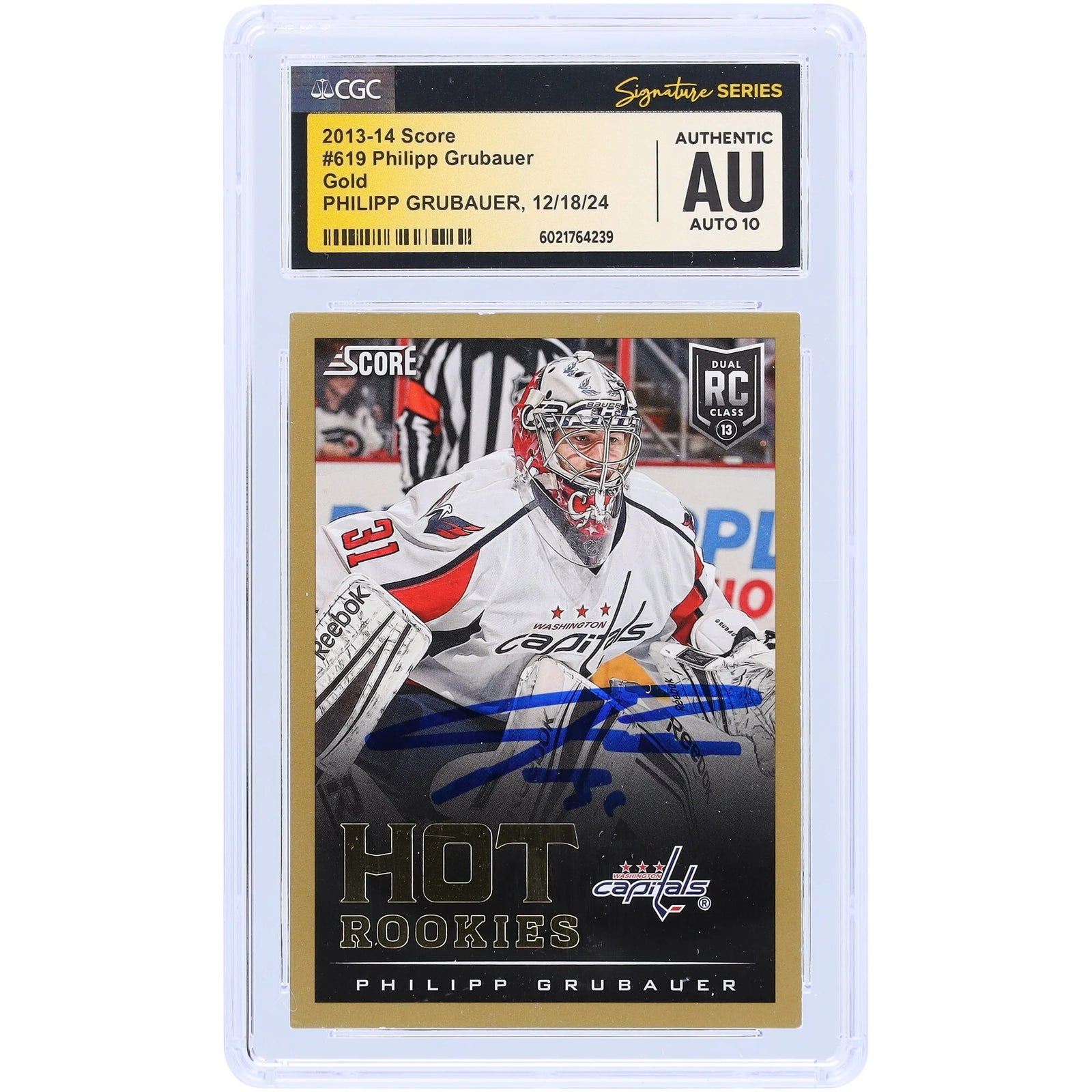 Philipp Grubauer Signed 2013-14 Panini Score Gold Rookie #619 Card | CGC Auto 10