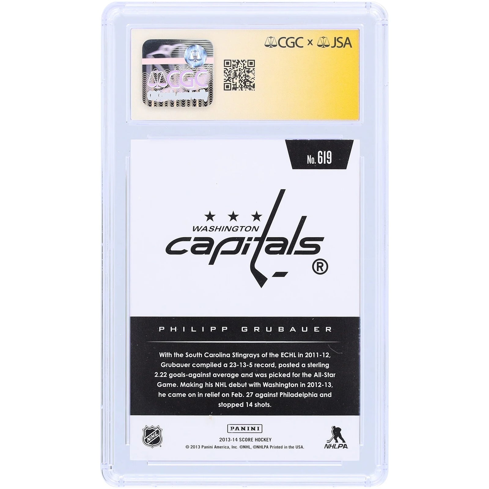 Philipp Grubauer Signed 2013-14 Panini Score Gold Rookie #619 Card | CGC Auto 10
