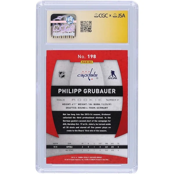 Philipp Grubauer Signed 2013-14 Panini Totally Certified Rookie #198 Card | CGC 9