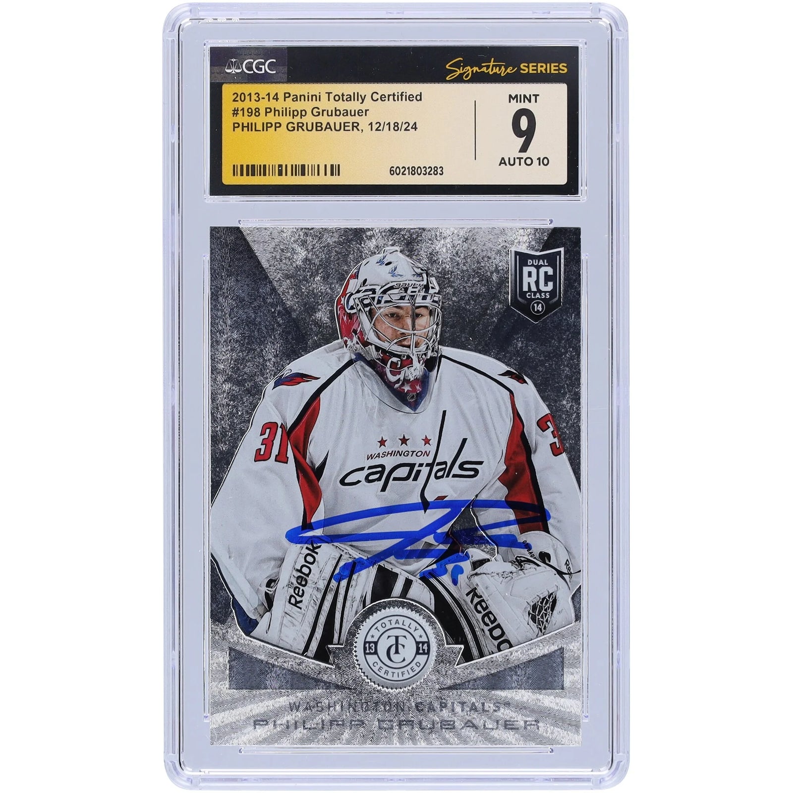 Philipp Grubauer Signed 2013-14 Panini Totally Certified Rookie #198 Card | CGC 9