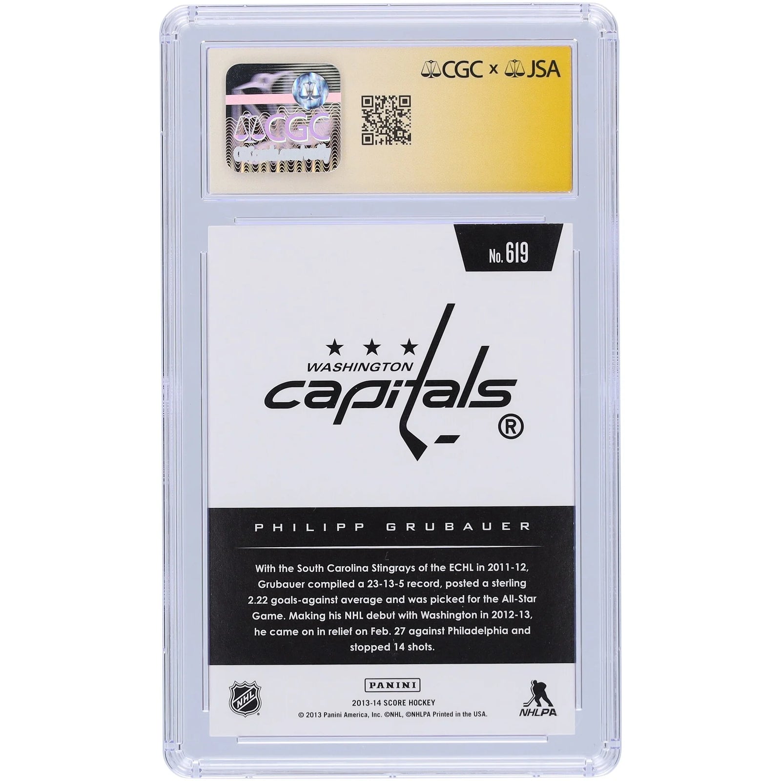 Philipp Grubauer Signed 2013-14 Panini Score #619 Rookie Card | CGC 9