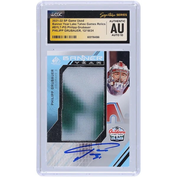 Philipp Grubauer Signed 2021-22 Upper Deck SP Game Used Card | CGC Auto 10