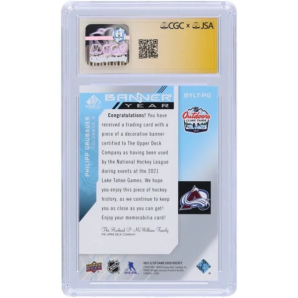 Philipp Grubauer Signed 2021-22 Upper Deck SP Game Used Card | CGC Auto 10