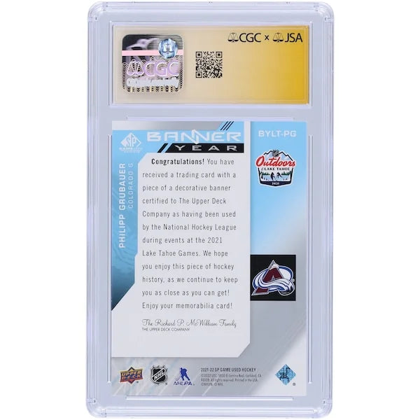 Philipp Grubauer Signed 2021-22 Upper Deck SP Game Used Card | Lake Tahoe Games