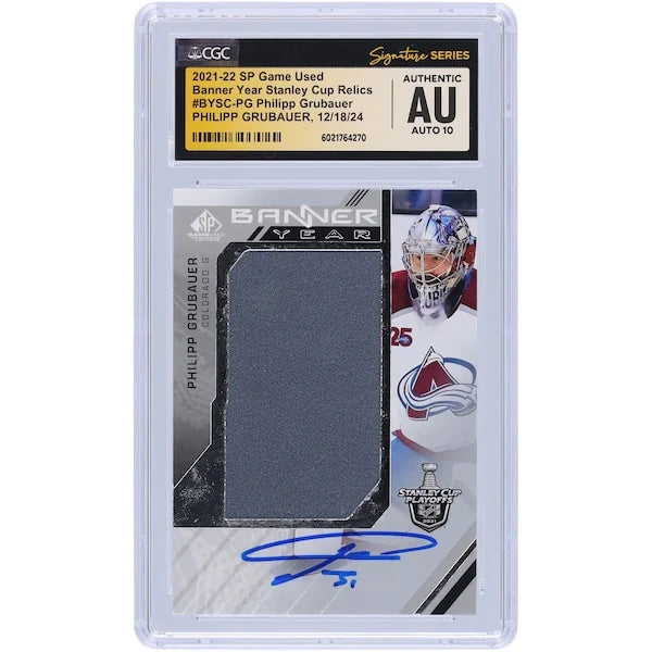 Philipp Grubauer Signed 2021-22 Upper Deck SP Game Used Card | CGC 10