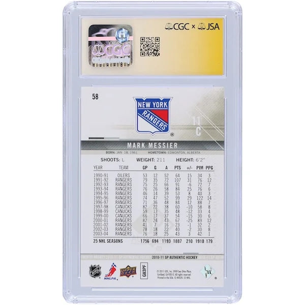 Mark Messier Signed 2010-11 Upper Deck SP Authentic #58 Card | HOF 2007 Inscription