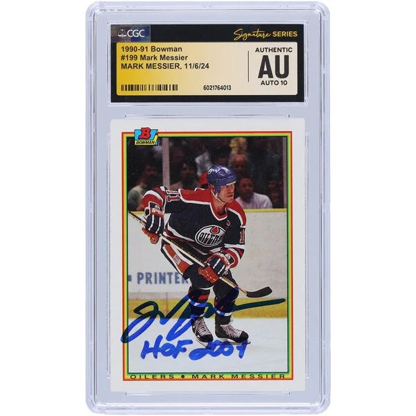 Mark Messier Signed 1990-91 Bowman #199 Card | CGC Auto 10 HOF 2007