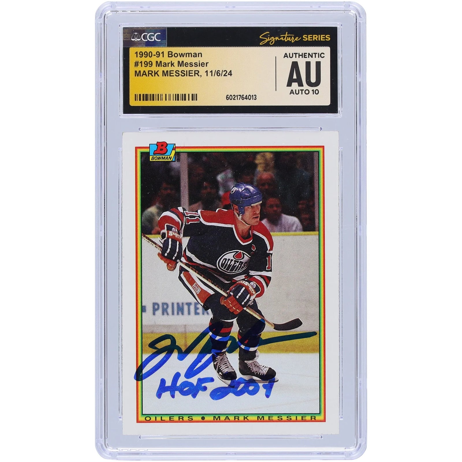 Mark Messier Signed 1990-91 Bowman #199 Card | CGC Auto 10 HOF 2007