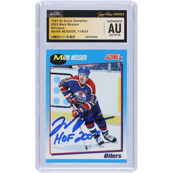 Mark Messier Signed 1991-92 Score Canadian #505 Card | HOF 2007 Inscription