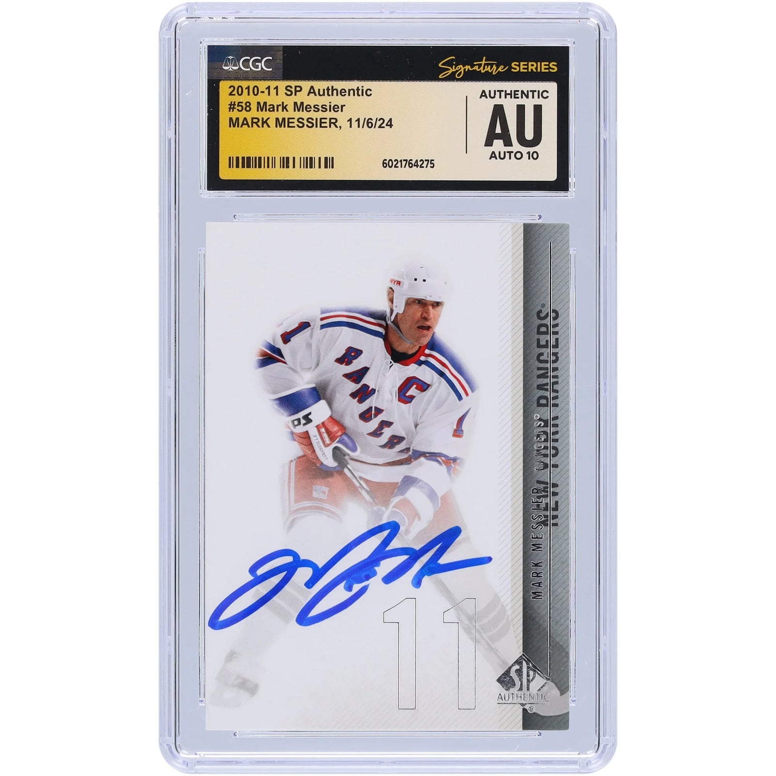 Mark Messier Signed 2010-11 Upper Deck SP Authentic #58 Card | CGC Grade 10