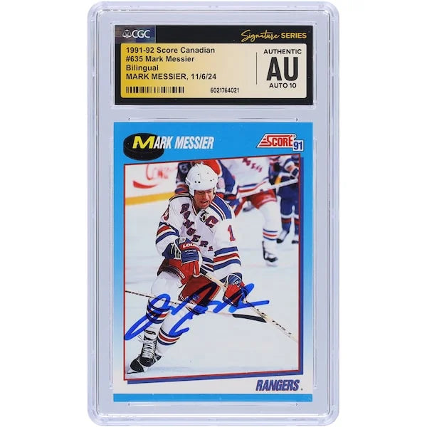 Mark Messier Signed 1991-92 Score Canadian Bilingual #635 Card | CGC Authenticated