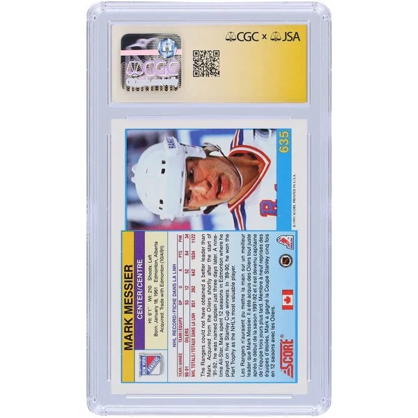 Mark Messier Signed 1991-92 Score Canadian Bilingual #635 | CGC Graded 9