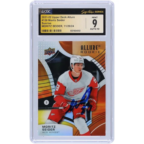 Moritz Seider Signed 2021-22 Upper Deck Allure Sunrise #130 | CGC 9 Rookie Card