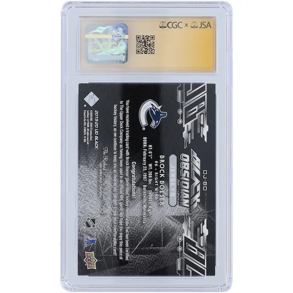 Brock Boeser Signed 2019-20 Upper Deck Black Obsidian Card | CGC Authenticated
