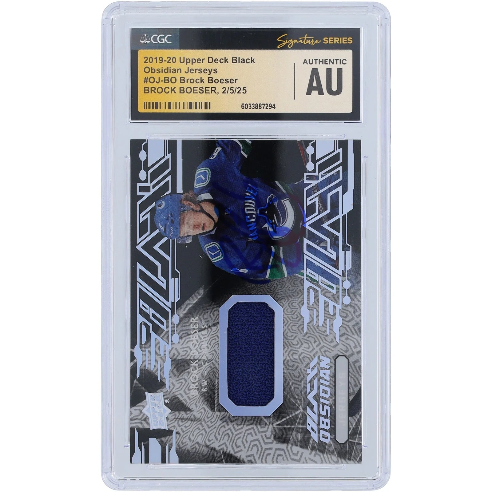 Brock Boeser Signed 2019-20 Upper Deck Black Obsidian Card | CGC Authenticated