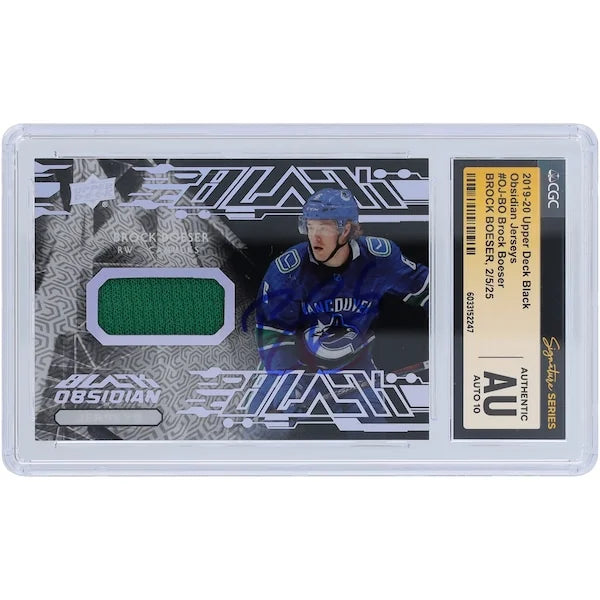 Brock Boeser Signed 2019-20 Upper Deck Black Obsidian Card | Jersey Relic