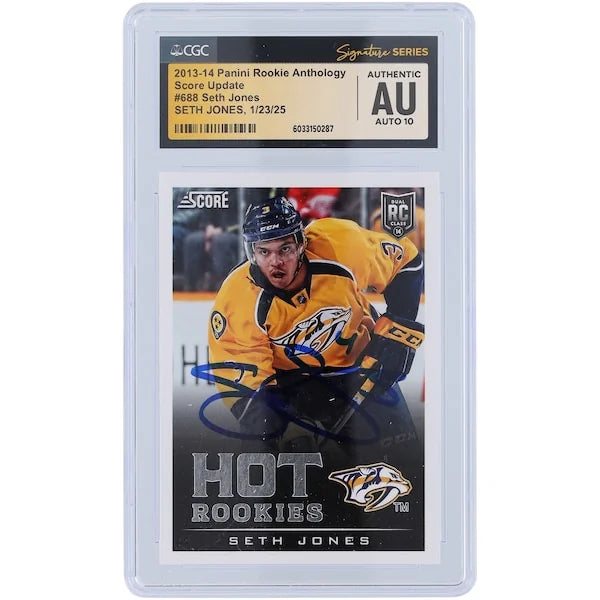 Seth Jones Signed 2013-14 Panini Score Update Rookie #688 Card | CGC Auto 10