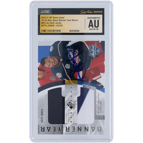 Seth Jones Signed 2020-21 Upper Deck SP Game Used Card | CGC Auto 10